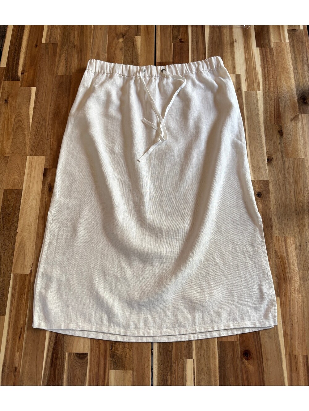 Eileen Fisher Organic Linen Midi Skirt with Drawstring Waist (2264)